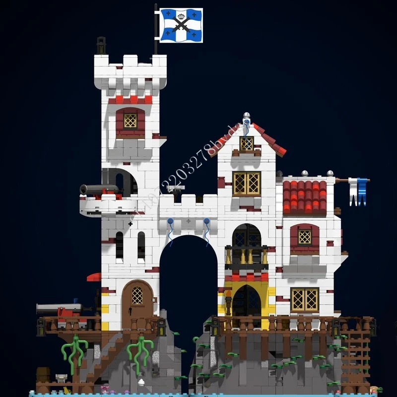 2015 pçs moc castelo medieval bloco de construção modelo ilha outpost tijolo técnico diy conjunto montagem brinquedos para crianças presentes do feriado