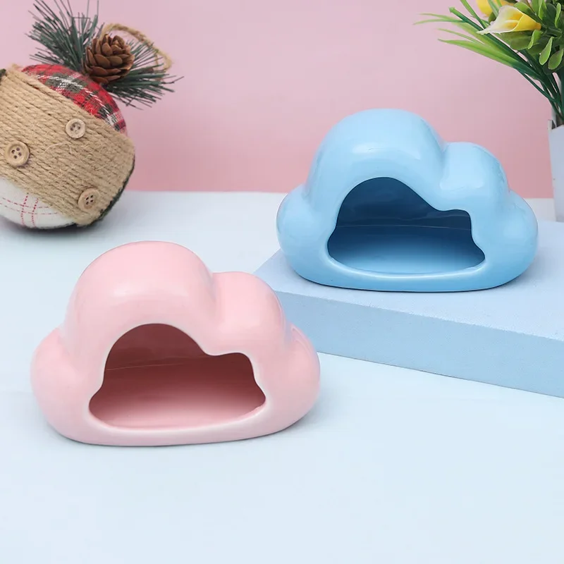 Ceramic Pet Nest Summer Cool Ceramic Nest Hamster Cooling Summer Shelter Creative Cloud Hamster Ice House