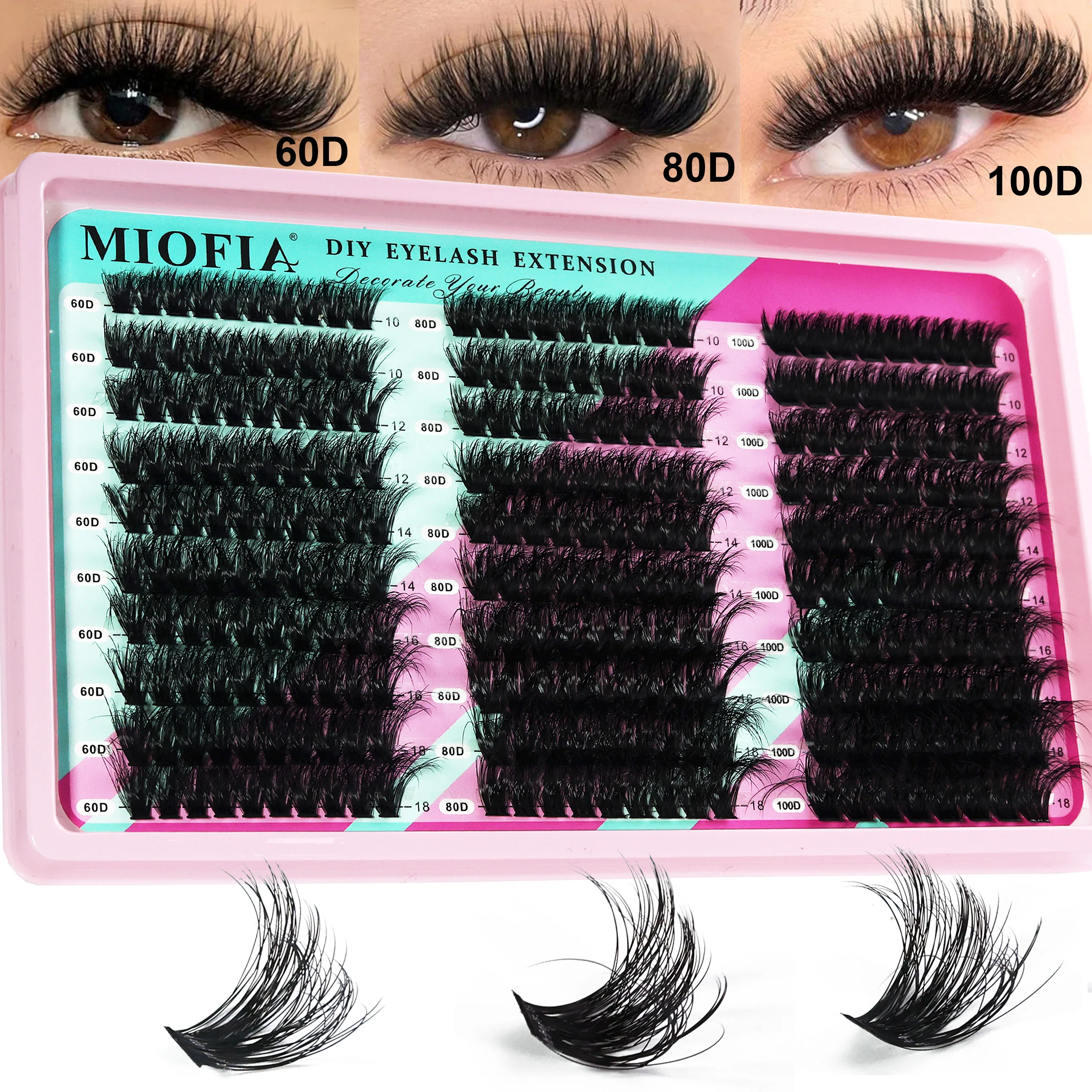 14 Reihen 5D Voluminöse Nerzwimpern-Büschel 50D-150D Dicke Flauschige Wimpernbüschel Katzenaugen-Wimpern 10-18mm Gemischte DIY Wimpernverlängerung – Detail 14