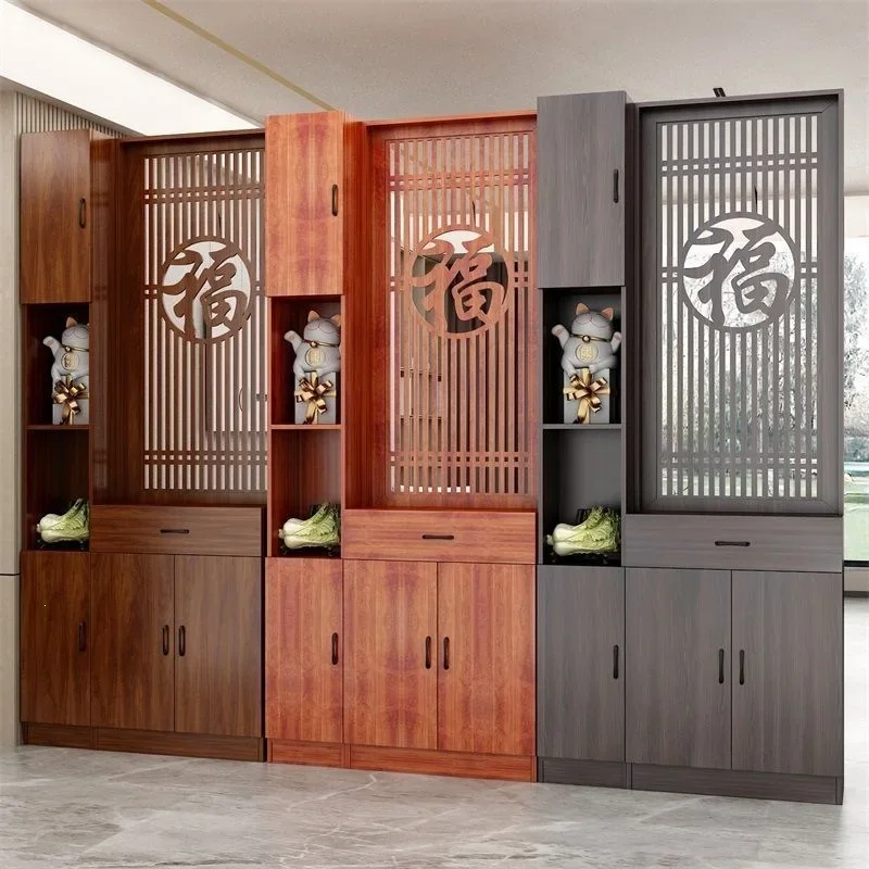 DSA door shoe cabinet solid wood new Chinese-style room cabinet facing the screen rack integrated  character entrance entrance