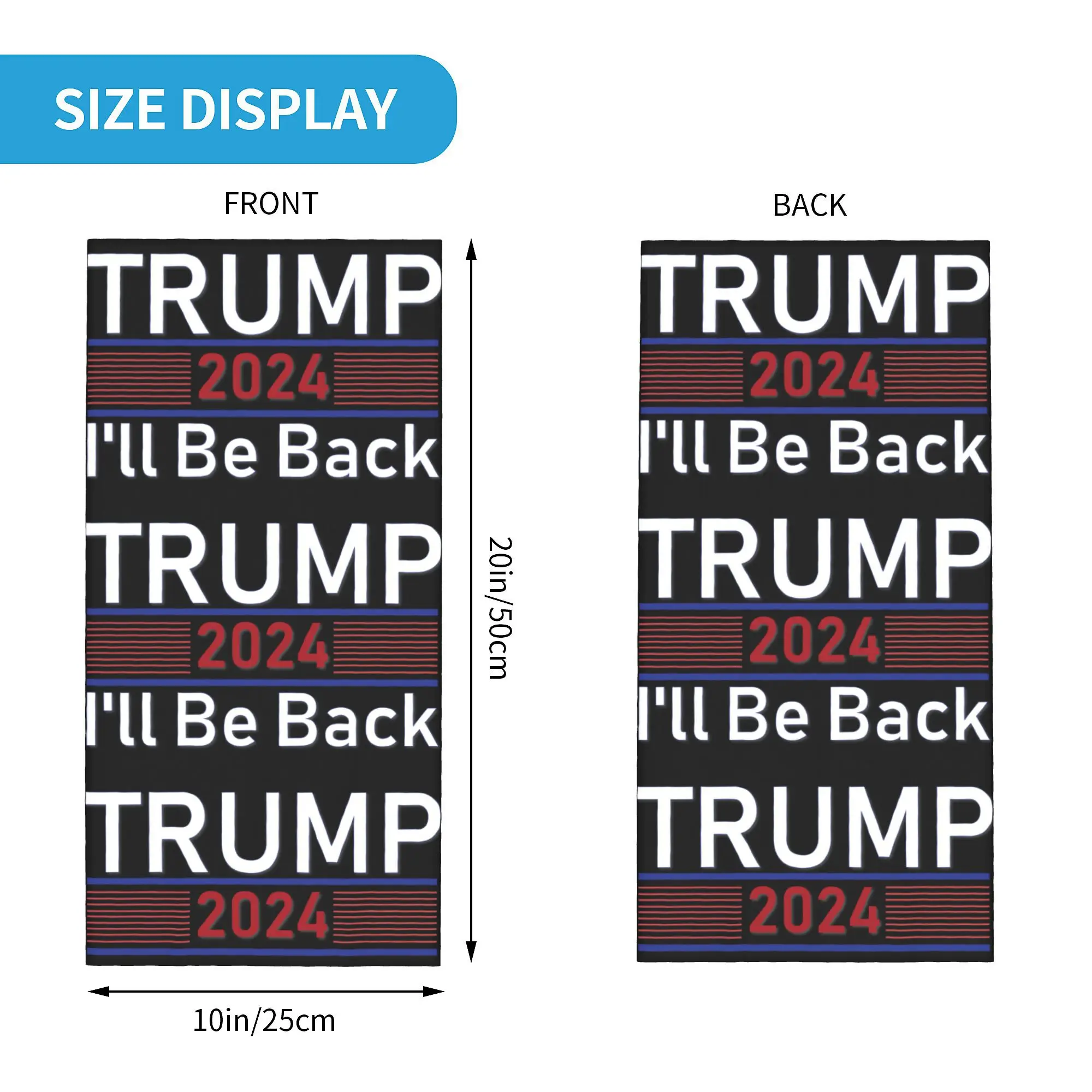 Custom Cute Donald Trump Bandana Neck Gaiter Windproof Face Scarf Cover Women Men United States Seal Headband Tube Balaclava