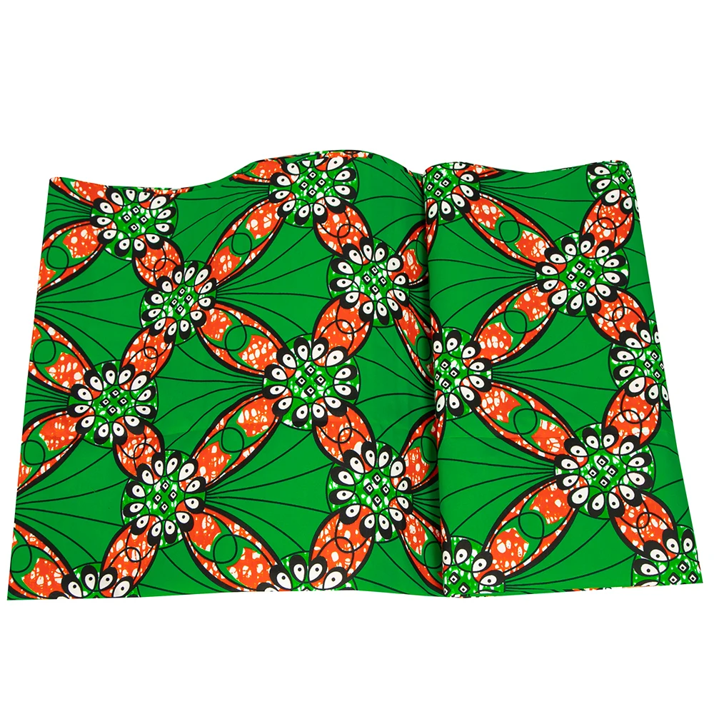 Premium Quality Green African double-faced  Polyester Wax Print Fabric for DIY Crafting and Sewing S-9