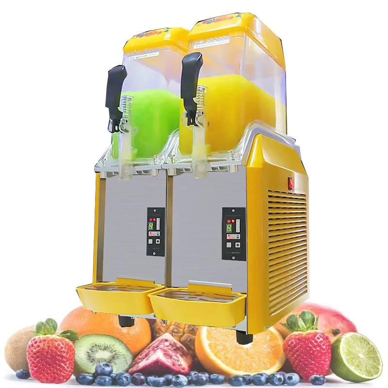 New Frozen Slush Machine Ice Smoothie  2 Tank Big Capacity Commercial Frozen Drink Slush Machine