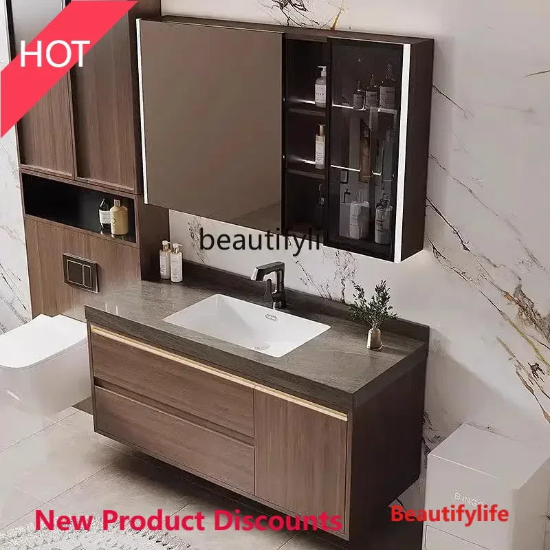 

JJ46 Новая китайская каменная плита, бесшовная керамическая интегрированная раковина, высококачественный шкаф для ванной комнаты на вилле, туалет, ванная комната