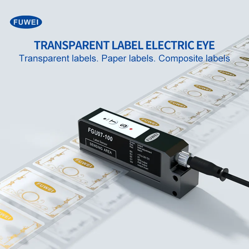 

FGU07-100 Slot depth 80mm Slot width 0.7mm 0.1ms Clear Label Detection for Labeling Machine, Transparent Label Sensor