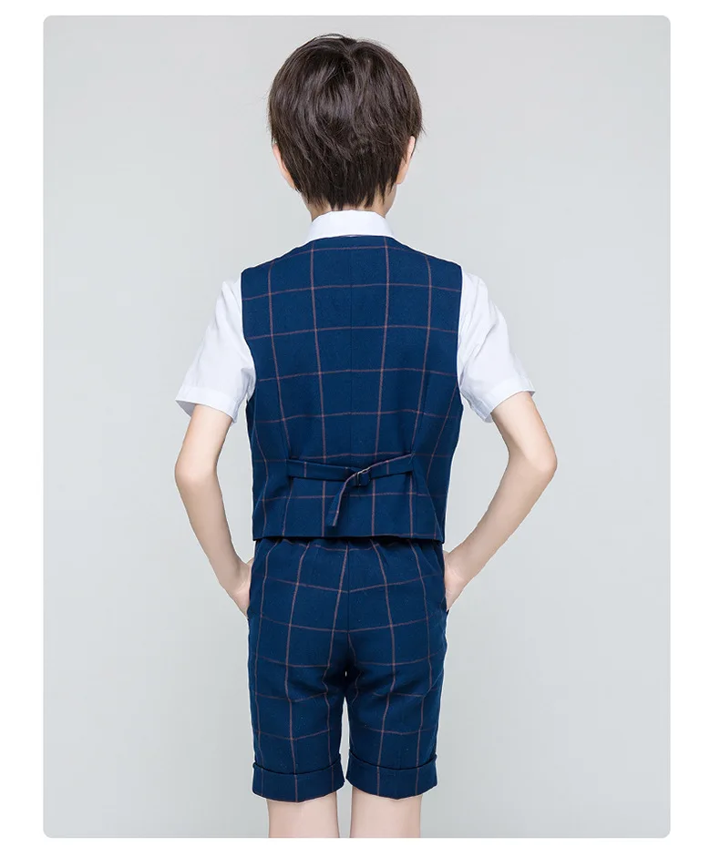 Fancy Boys Summer Clothing Set School Students Vest Boys Fashion Wear  Flower Boy Clothes for 4 6 8 10 12 14 16 Years 194009