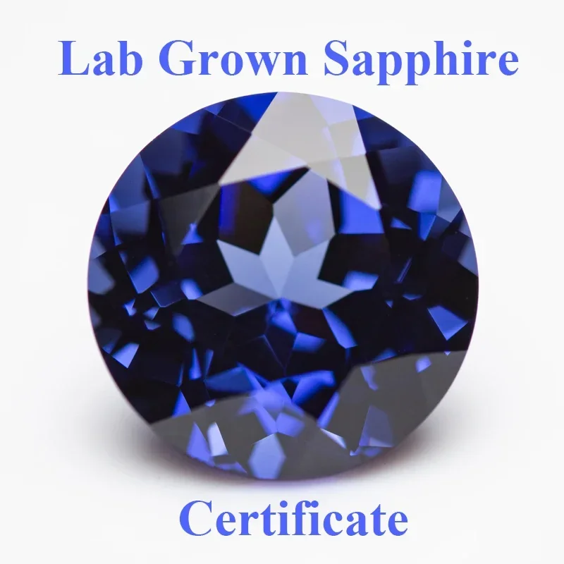 Lab Grown Sapphire Royal Blue Color Round Shape Charm Bead for Diy Jewelry Making Pendant Materials Selectable AGL Certificate