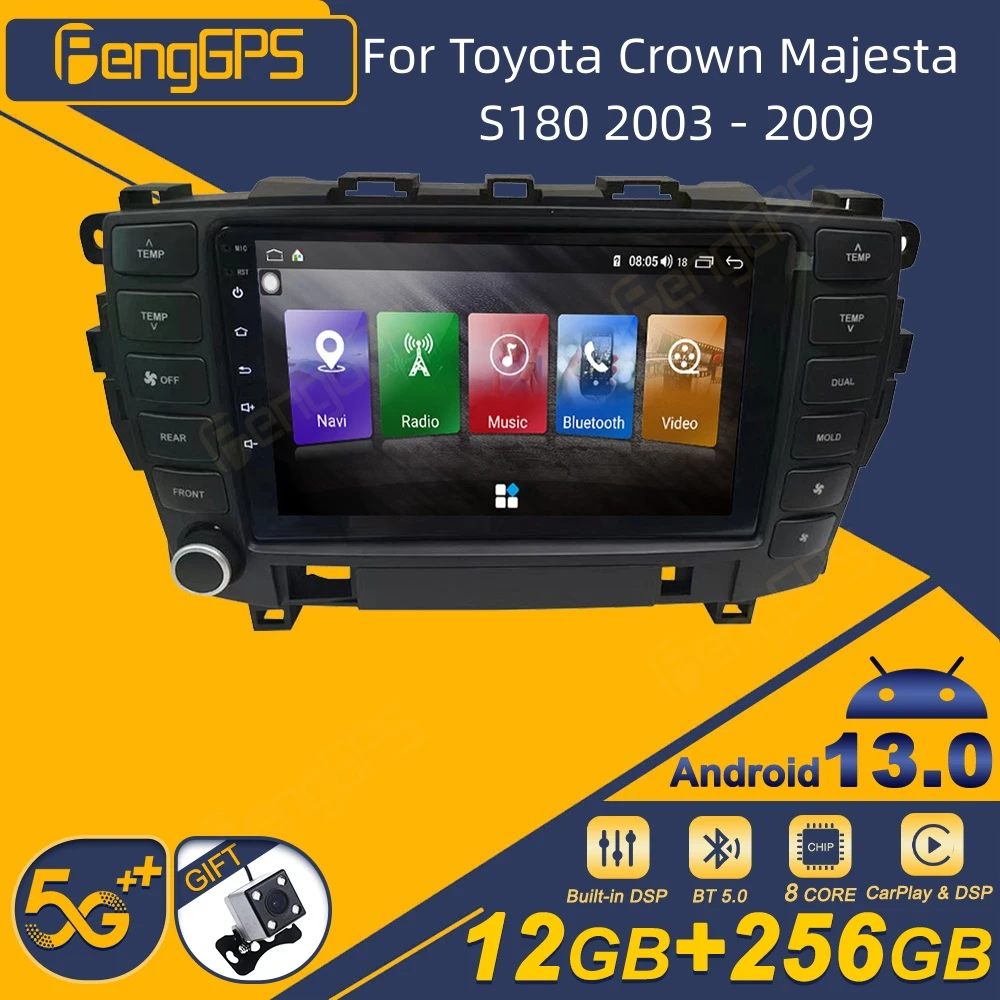 For Toyota Crown Majesta S180 2003 - 2009 Android Car Radio Wireless Carplay Stereo Receiver Autoradio Multimedia Player GPS