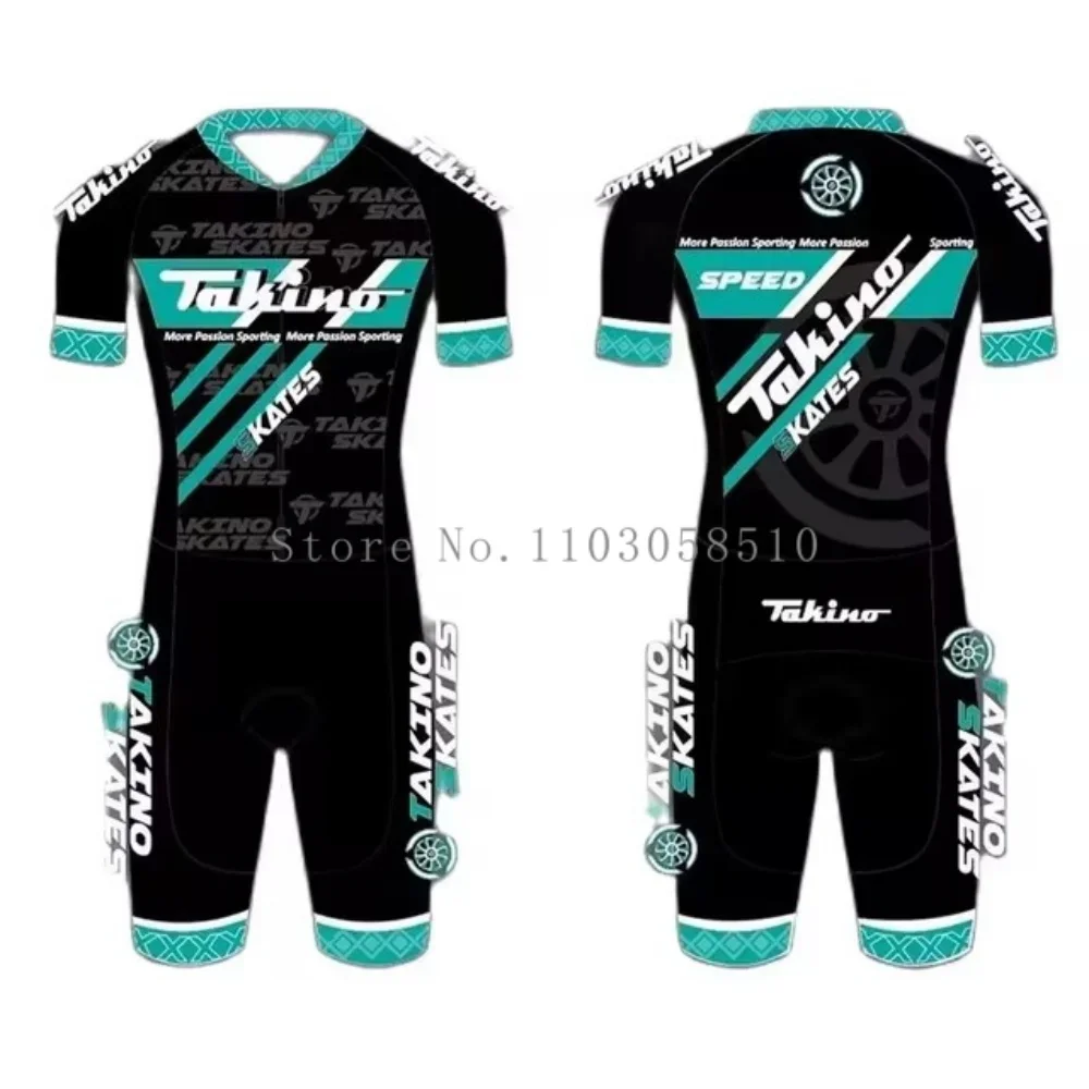 Triathlon Mannen Skater Pak Bodysuit Jersey Schaatspak Snelheid Inline Rolschaats Rit Snelheden Lycra Schaatsen Jumpsuit Culotte Hombre