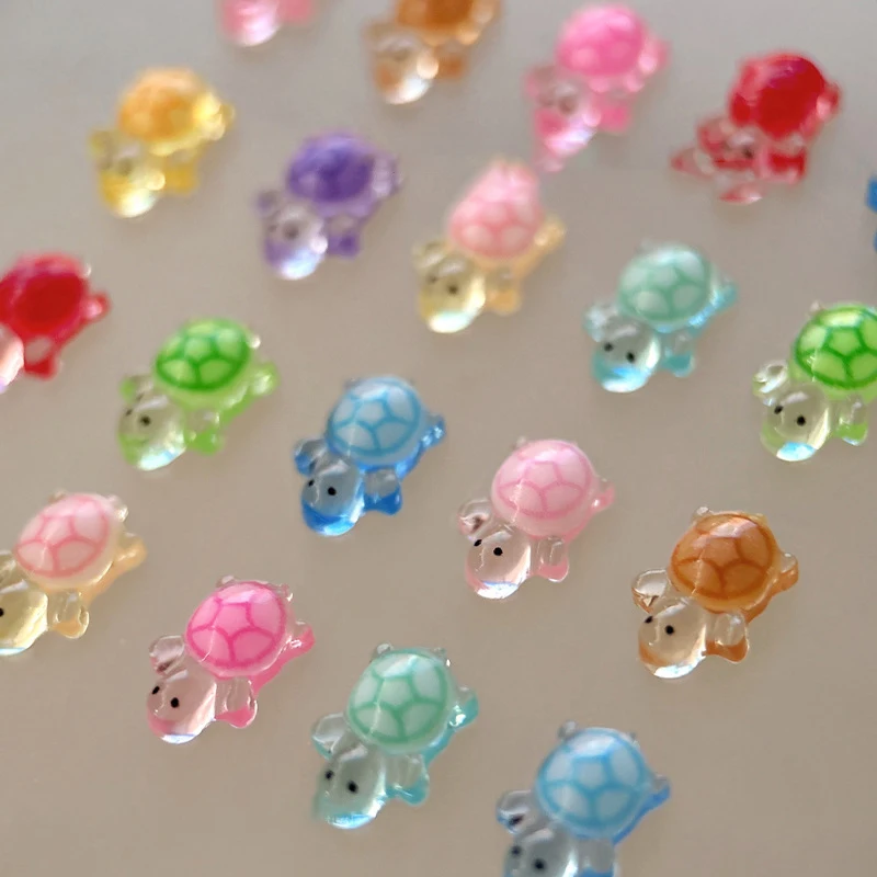 10/30 Pcs Mixed Nail Art Resin Cartoon Little Turtle Series Charms Rhinestones DIY Craft For Nail 3D Decorations Jewelry