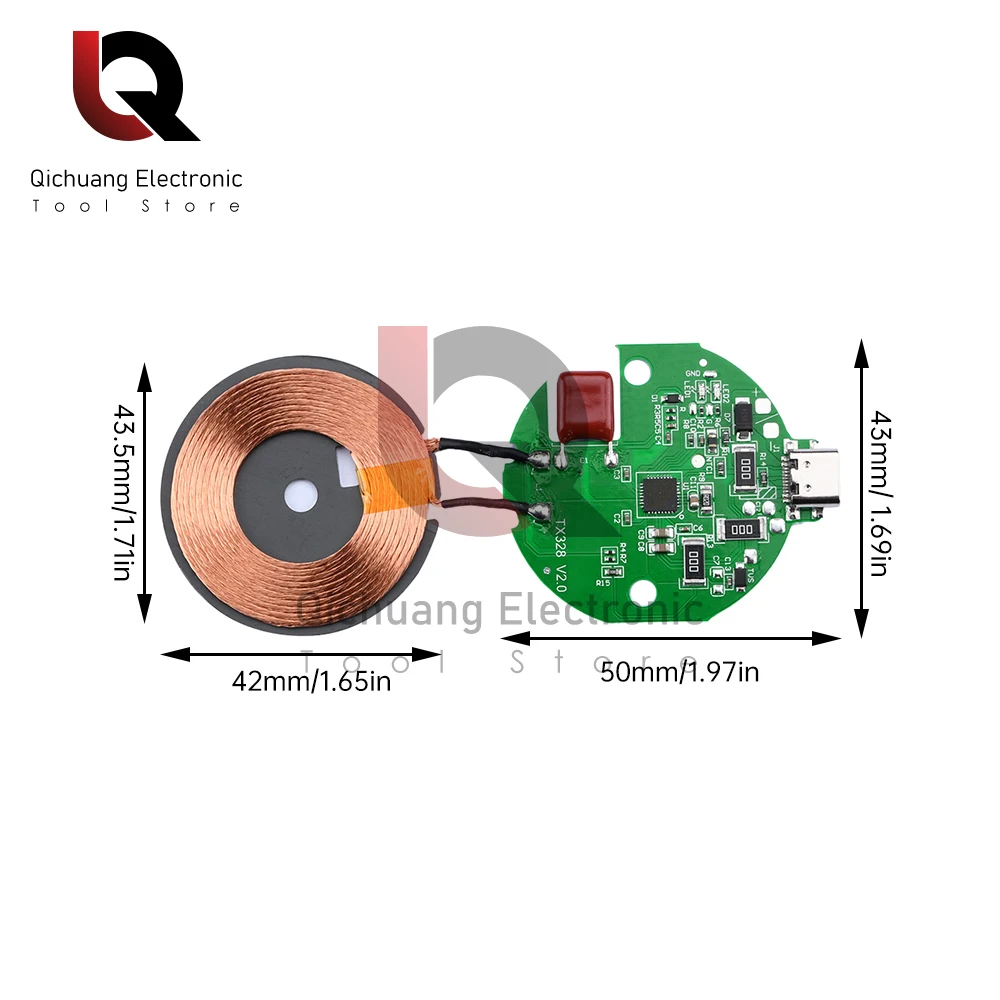 15W Wireless Charging Module For Mobile Phone Car Magnetic Wireless Charger Transmission Circuit Board 5V/9V/12V High Power