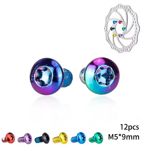 12개 자전거 디스크 브레이크 로터 톡스 볼트 T25 M5x9mm MTB 로드 바이크 디스크 브레이크 로터 고정 나사 스테인리스 스틸 볼트