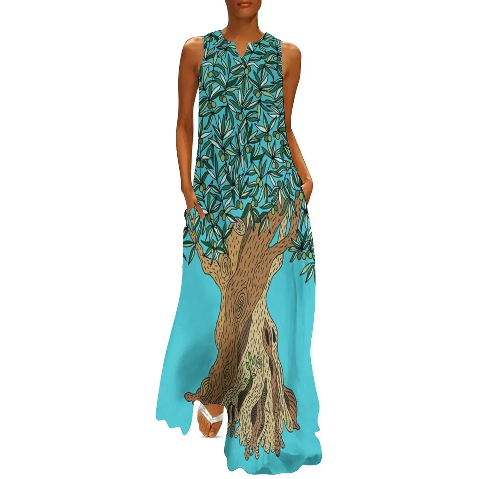 

1110 Years Old Olive Tree Long Dress Woman dresses Clothing female Female clothing cute dress Dress
