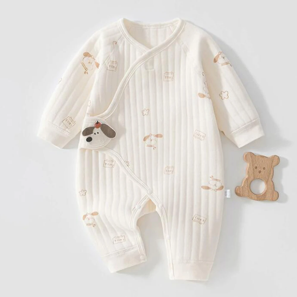 Long Sleeve Baby Boy Rompers Quilted Warm Autumn Winter Hospital Newborn Infant Clothing Baby Girl Jumpsuits 0 6 Months