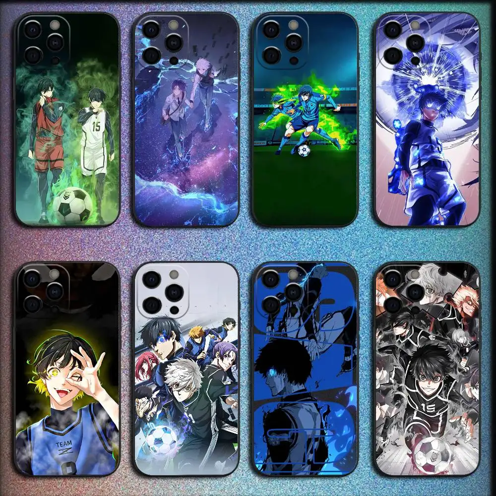 

B-Blue Lock Anime Phone Case For iPhone 17,16,15,14,13,12,Pro,Max,Plus,E,SE4,Air,Mini Black Cover