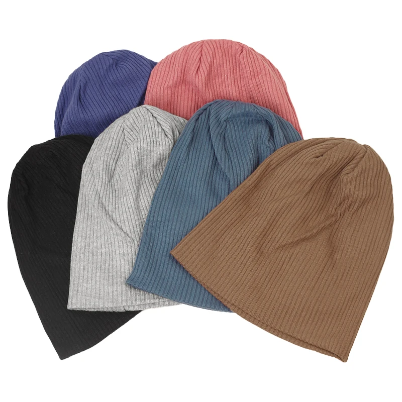 Geebro New Adult Warm Knit Skullies Beanies For Women Fashion Soft Striped Female Hat Autumn Winter Casual Comfortable Bonnet