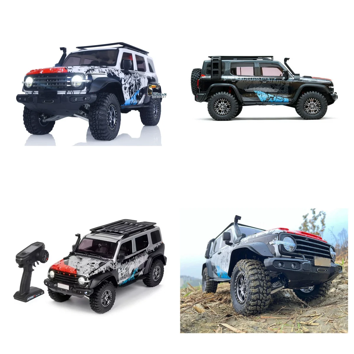 1/8 RC 크롤러 자동차 탱크 300 기념 에디션 4륜구동 무선 조종 오프로드 자동차 액슬 잠금 브러시 모터 등반 자동차 장난감