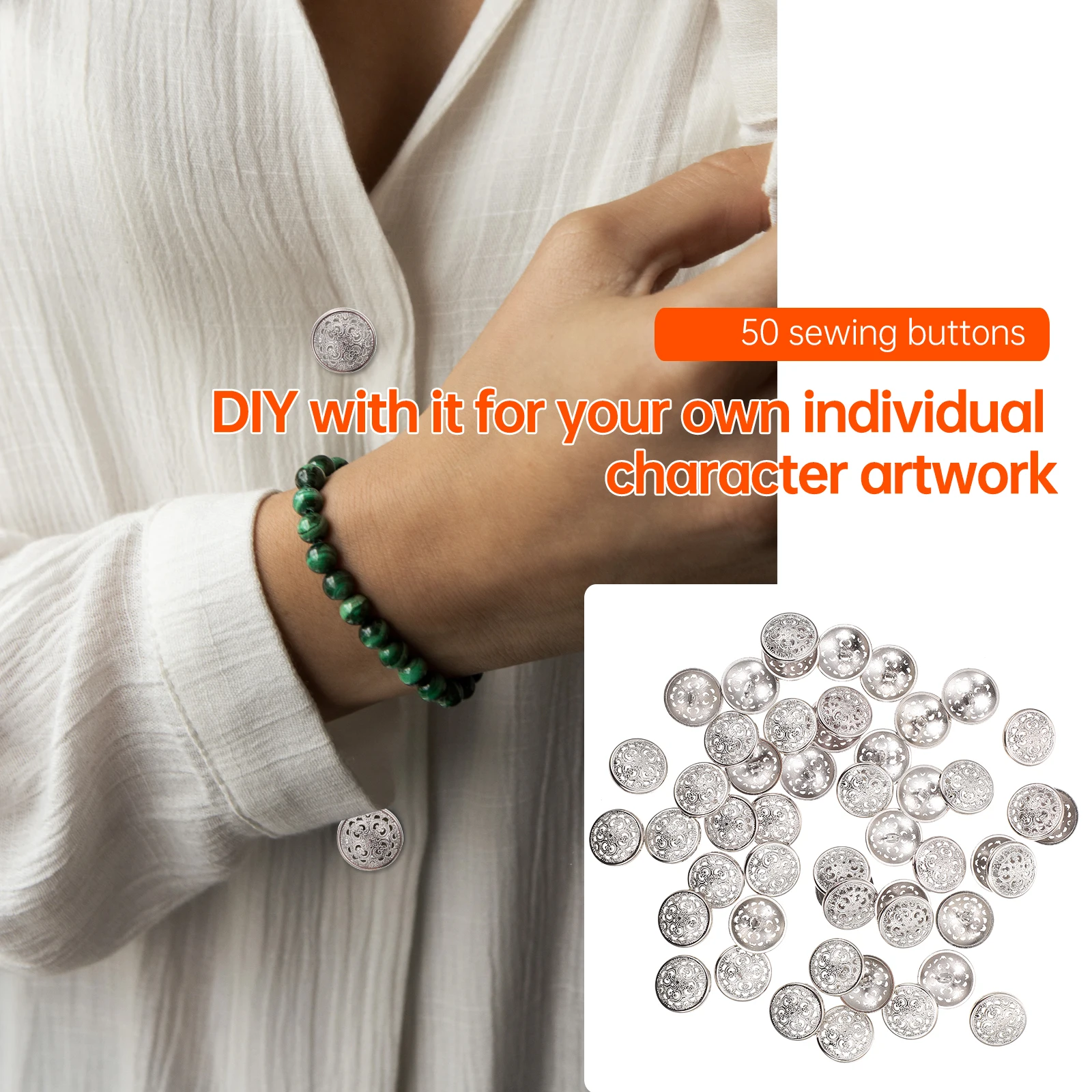 

50Pcs Vintage Alloy Buttons Metal Sewing Buttons Hollow Clothing Accessories DIY Craft Projects Clothing Accessories