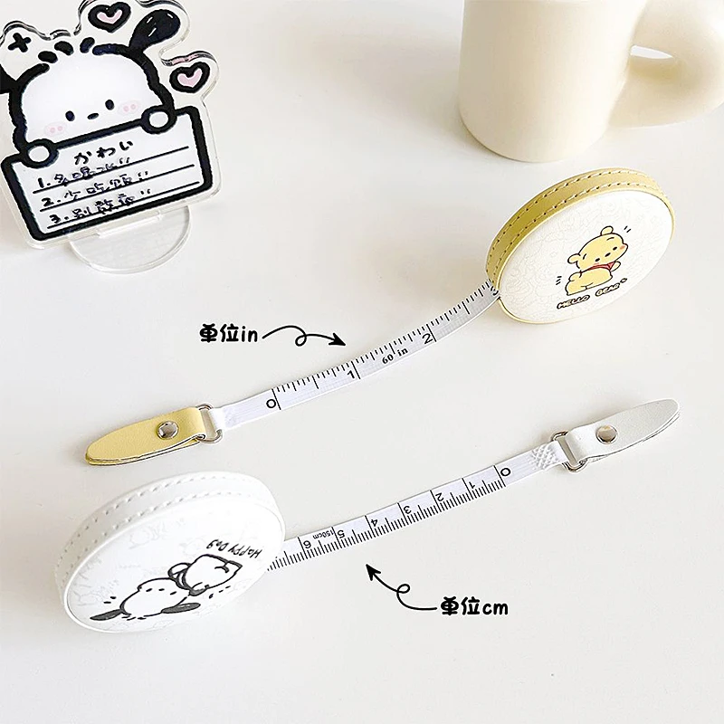 Sanrios My Melody Kuromi Pochacco Measuring Height Clothes Legs Bustcartoon Portable Retractable Tape Mini Gadget Ruler Band