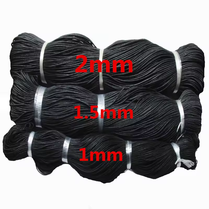 330 meters 2mm 1.5mm 1mm Cotton Cord Beading rope Waxed String Wax Cording  Jewelry Making tie  accessorie decorate black colour