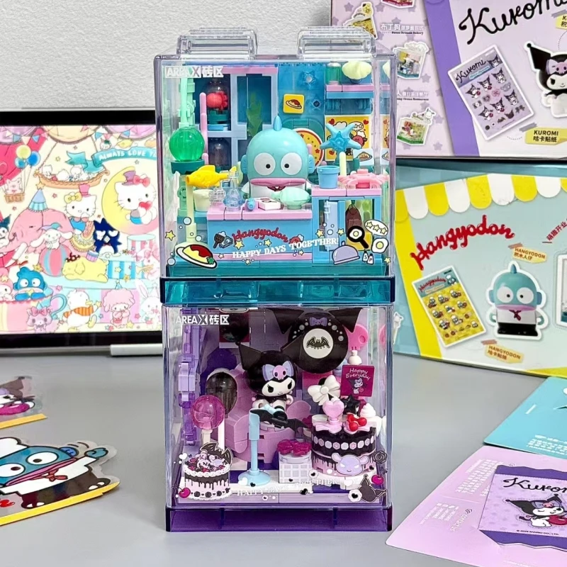 Blocos de Montar AREAX Sanrio Hello Kitty, Brinquedo Educativo de Montagem, Modelo Ornamental Pochacco Cinnamoroll Pompom Purin, Presente