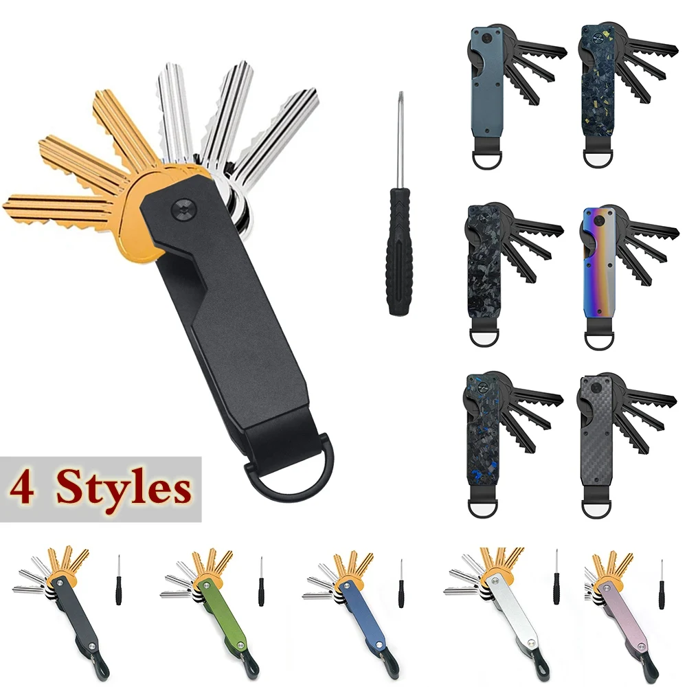 

Mens Key Organizer - Compact Metallic Key Holder | Minimalist Innovative Keyholder | Smart Keychain Secures 2-6 Keys