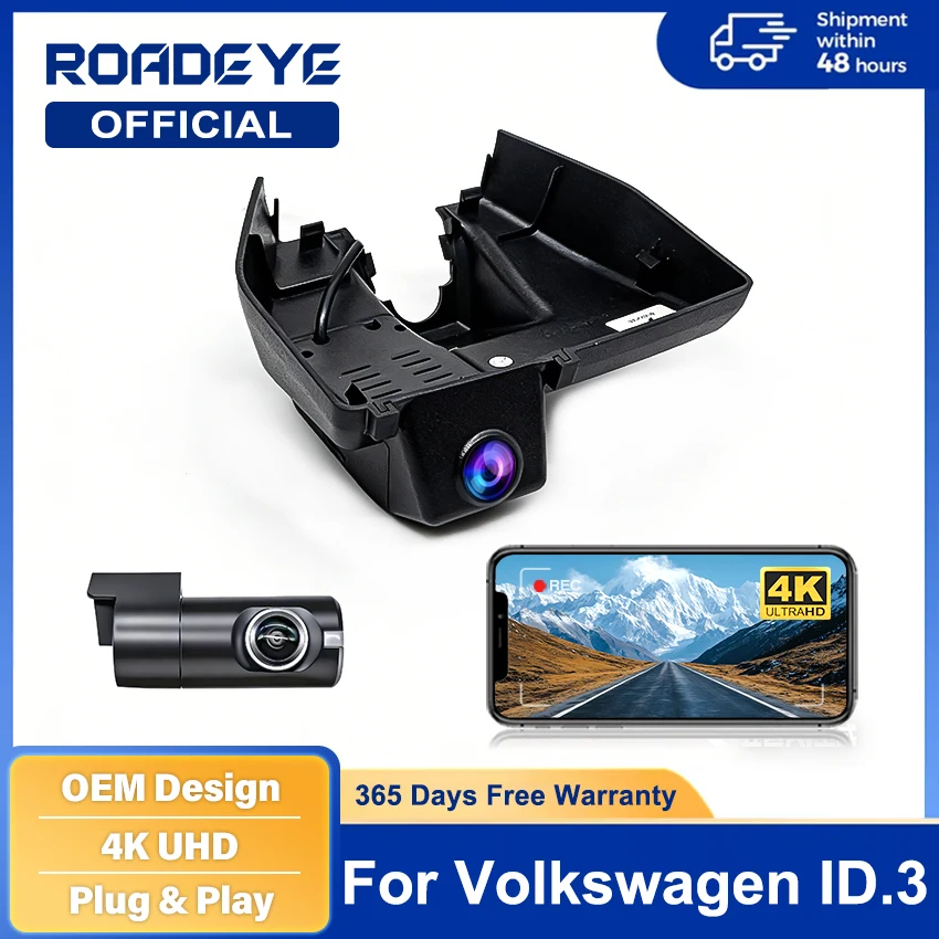 

4K Dash Cam for Volkswagen VW ID.3 ID3 2020 2021 2022 2023 2024 2160p Car Camera For Volkswagen Compatible, OEM Style DVR