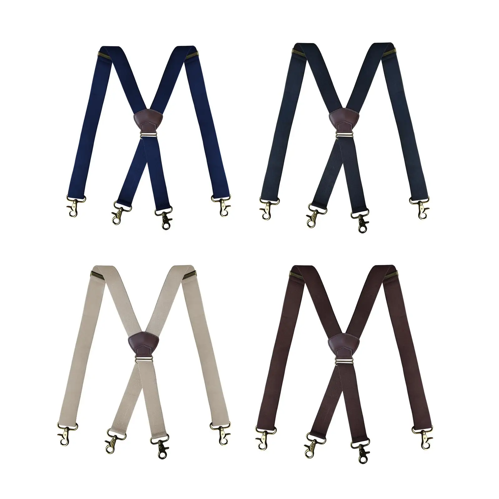 Suspenders for Men with 4 Snap Hooks Durable Pants Suspender x Shaped for