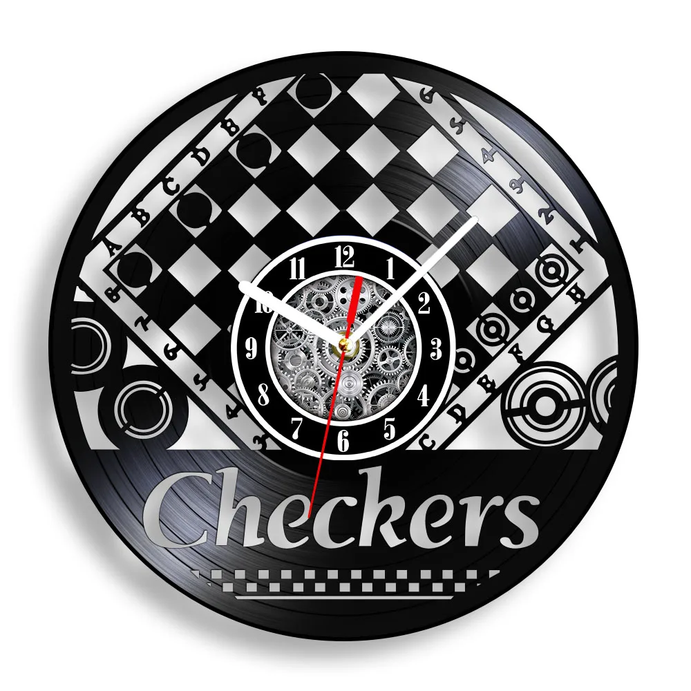 Chess Vinyl Record Wall Clock for Office Room Decor Checkmate Move on Chessboard Chessmen Artwork Laser Cut Longplay Wall Clock