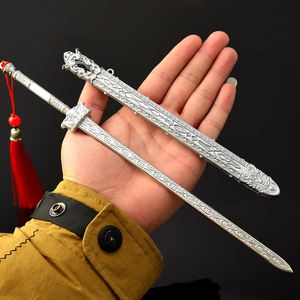 30 cm/11.81 Chinese Stijl Perifere Cool Wapen Zwaard Model Anime Beeldje met Schede Volledig Metalen Handwerk Ornament jongen Gift