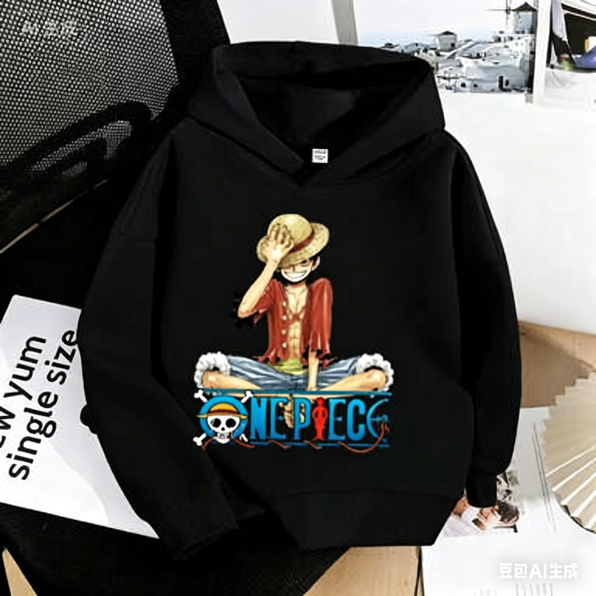 

Fashion Soft Clothes Sweatshirt Boys Girls Outfits Gifts One Piece Clothing Kids Cute Cartoon Thick Hoodie Luffy Anime Hoodies