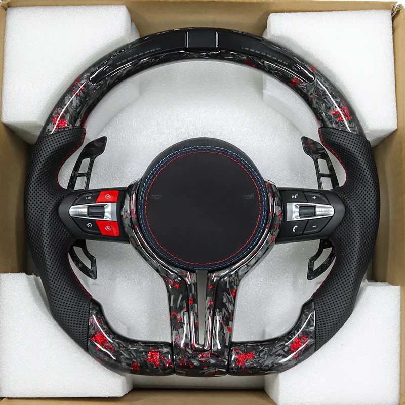 Custom Forged Carbon Fiber Steering Wheel for BMW 1 2 3 5 7 Series F10 F20 F30 F01 2010-2020 Leather Wheel with LED Screen