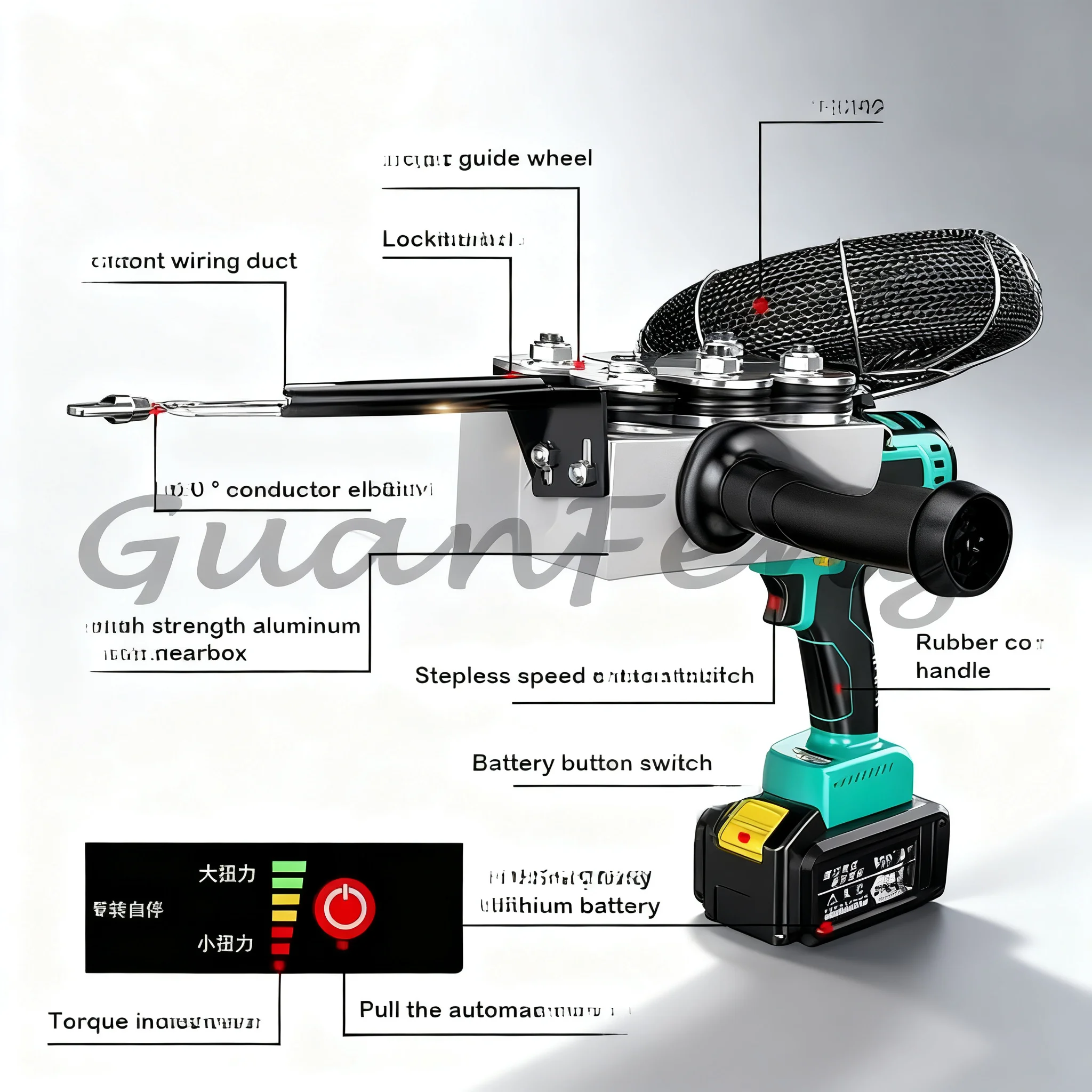 Automatic wall wire threading machine, lithium power cable puller for wall wire, 220V 30M