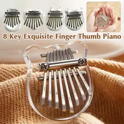 Mini Thumb Piano 8 Tone Portable Wood Kalimba Crystal Transparent Finger Piano For Beginner Musical Instrument N2A6