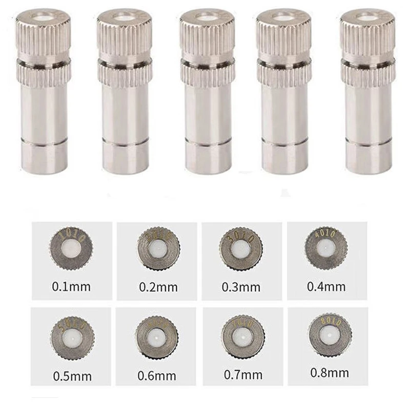 8MM Quick Connect Push-in Nozzle Orifice Size 0.1mm~0.8mm Brass Low Pressure Garden Hose Water Sprinkler Misting Cooling Nozzle