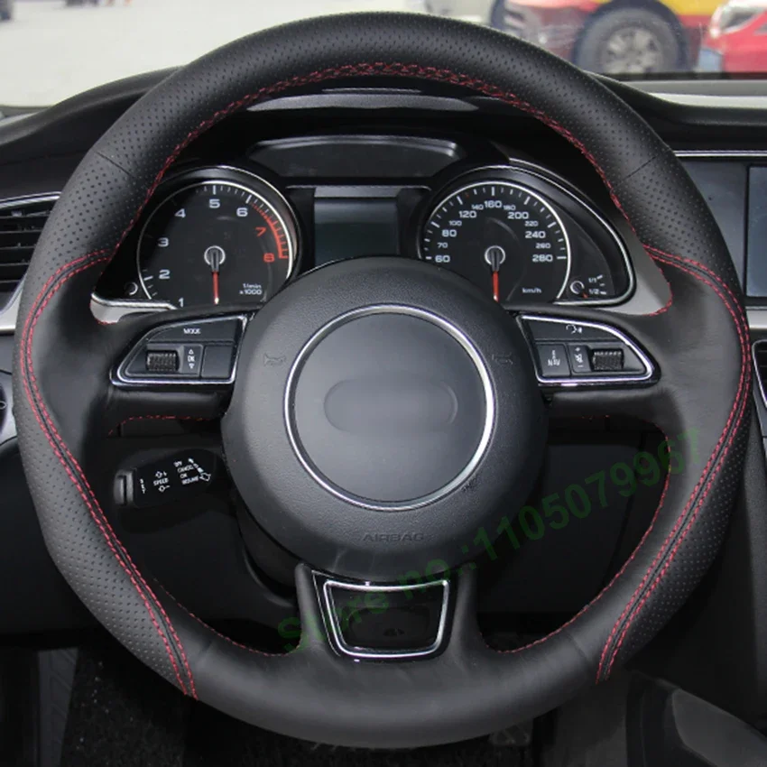

Hand-stitched Non-slip Durable Suede Real Leather Wrap Car Steering Wheel Cover for Audi A4L A1 A3 A5 A7 Interior Accessories
