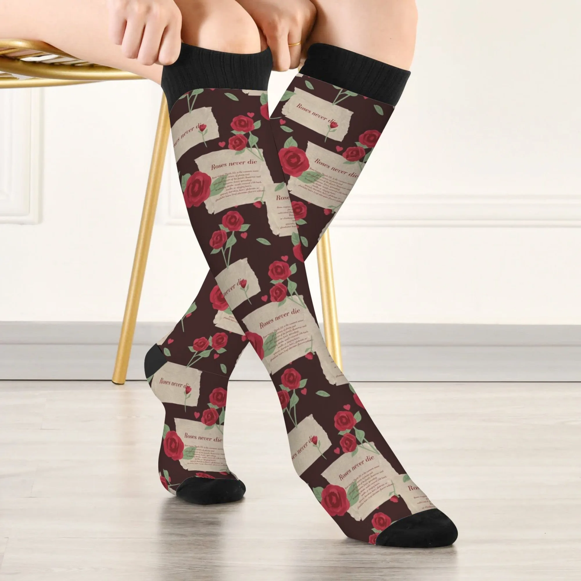 

Чулки «Розы никогда не умирают», удобные теплые модные милые женские носки в стиле Харадзюку, забавные забавные носки на Хэллоуин, подарок