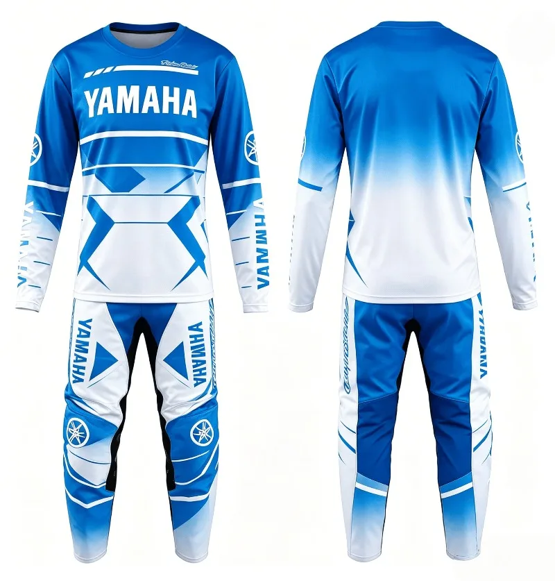 

2026 Summer Yamaha Fashion Trend Blue Long Sleeved Pants Set for Men Women Sun Protection Motorcycle Riding Sportswear