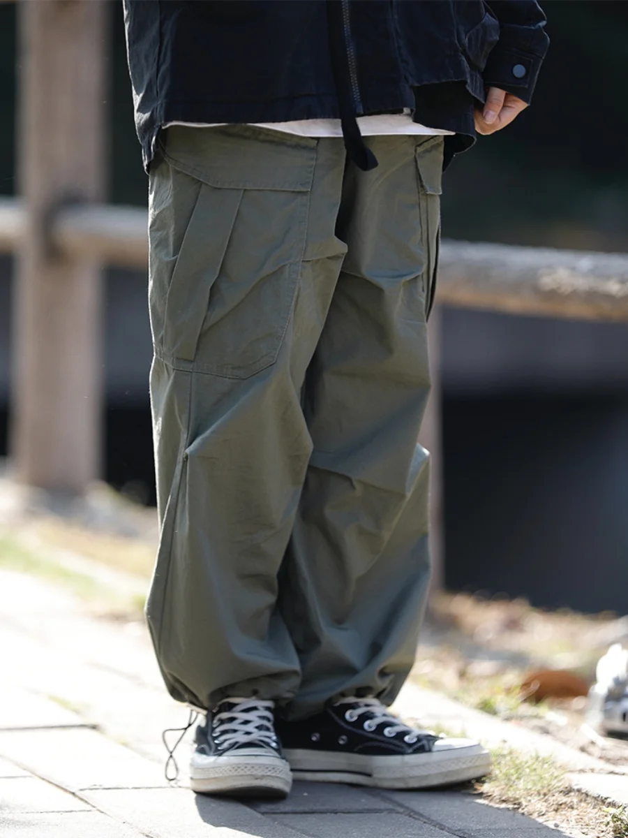 

Ретро-японские плиссированные рабочие брюки, прямые повседневные брюки на весну-осень, удлиненные универсальные брюки для отдыха