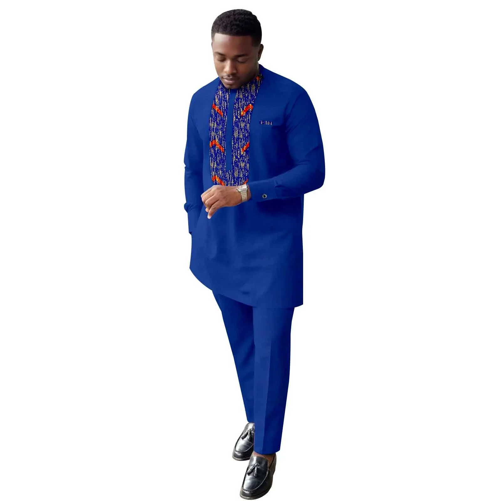 

Summer Autumn Mens African Clothing Dashiki Men 2 Pieces Shirts and Pant Set Clothing Long Sleeve O Neck Party Wedding Clothes