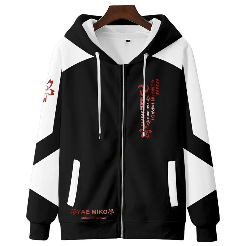 Homens e Mulheres Yae Miko Impressão 3D Genshin Impact Game Hoodies, Mangas Compridas Moletom, Roupas de Outono, Moda, Nova Chegada