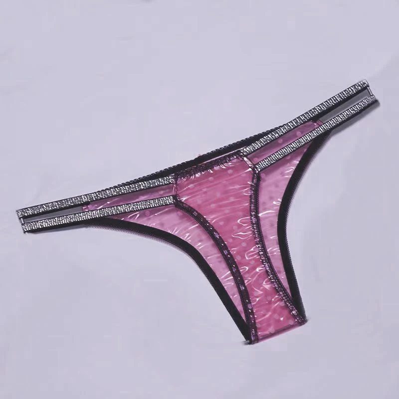 PVC Plastic Film Soft Thong Smooth Soft Couple Lace Personality Perspective Fetish T-Pants