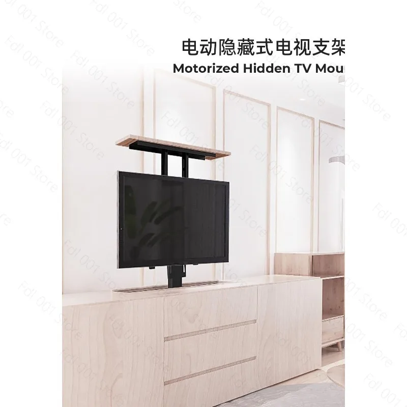 32-80 Inches Motorized Hidden TV Cabinet Lift Electrically Height-Adjustable TV Bracket for Installation with Remote Control