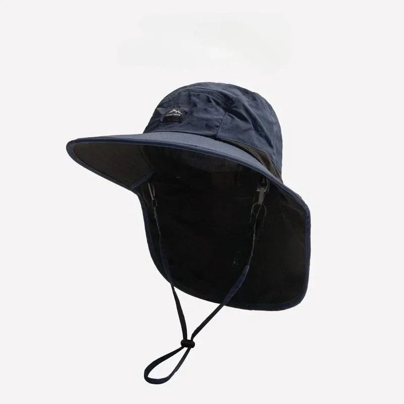 Unisex Summer Wide Brim Waterproof Quick-drying Panama Caps Outdoor Visor Bucket Hats Mesh Breathable Sun Hat with Neck Flap, image 3