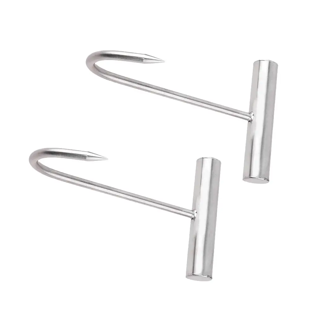 

2pcs Pork Hanger Meat Hooks Heavy Duty Stainless Steel BBQ Butcher Hook for Kitchen Ham Hanging Grill Utensils Travel Cake
