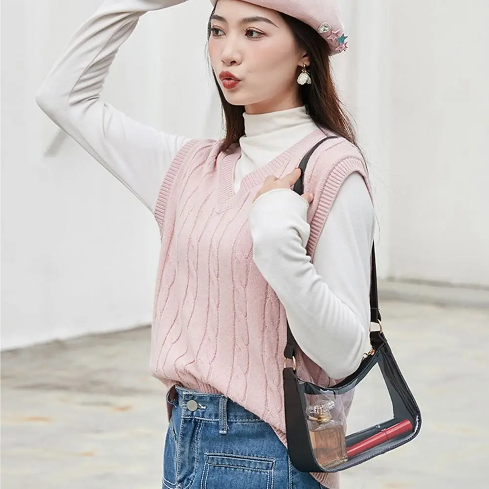 

Simple Waterproof Crossbody Bag Portable Large Capacity PVC Clear Jelly Bag PVC Durable Tote Bag Purse
