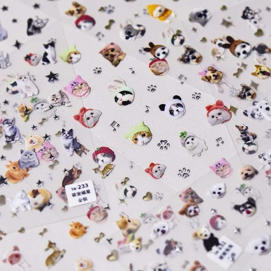 Schöne Hund Katze Tier Hase 3D weiche geprägte Relief selbstklebende Nail Art Aufkleber süße hübsche Welpe Kitty Star Maniküre Aufkleber – Detail 2