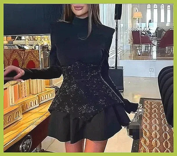 Nuovo Abito Mini con Paillettes 2026, Vestito da Festa Sexy a Vita Alta Linea A per Donne