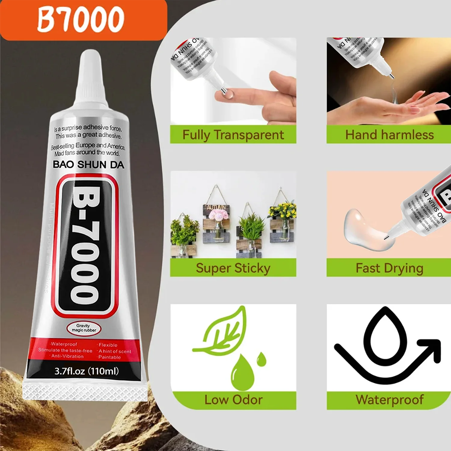 T7000 Adhesivo suave negro T-7000 Marco de reparación para pantallas táctiles de ordenadores y teléfonos móviles Pegamento universal antivibraciones Adhesivo de reparación para tabletas 15/25/50/110 ml, incluye jeringa