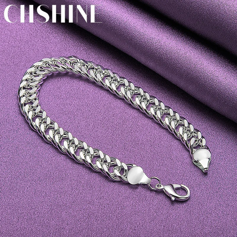 CHSHINE стерлингового серебра 925 пробы для мужчин 10 мм боковой браслет-цепочка для женщин модные очаровательные ювелирные изделия подарки для свадебной вечеринки оптовая цена